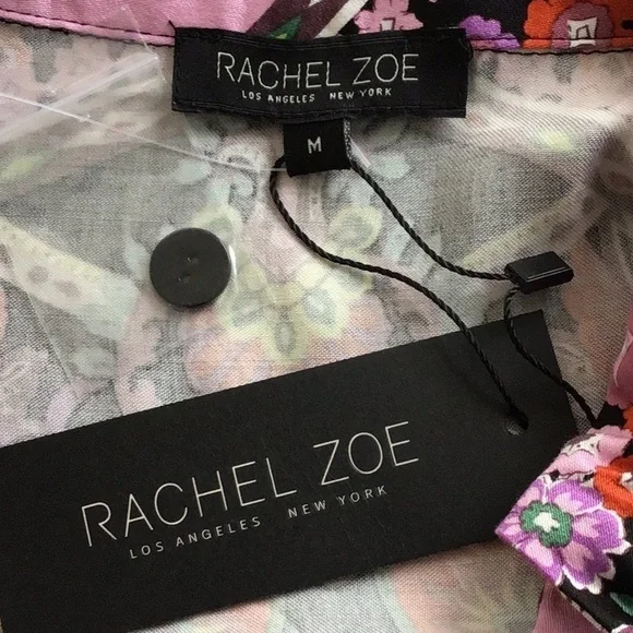 RACHEL ZOE floral print crossover front Long sleeve elasticized waist si… - Picture 8 of 8